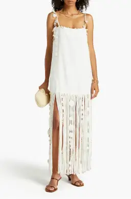 Zimmermann Postcard Fringed Embellished Linen Maxi Dress Ivory Size 0P / Au 6P for rent on The Volte - image 1