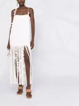 Zimmermann Postcard Fringed Embellished Linen Maxi Dress Ivory Size 0P / Au 6P for rent on The Volte - image 4