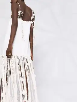 Zimmermann Postcard Fringed Embellished Linen Maxi Dress Ivory Size 0P / Au 6P for rent on The Volte - image 5