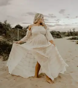 We Are Reclamation Chiffon Delight Gown Beige One Size Fits Most for rent on The Volte - image 2