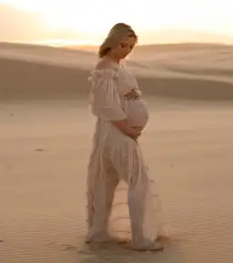 We Are Reclamation Chiffon Delight Gown Beige One Size Fits Most for rent on The Volte - image 10