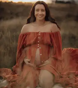 We Are Reclamation Ruffle Me Open Gown in Rust One Size Fits Most  for rent on The Volte - image 3