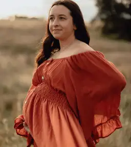 We Are Reclamation Ruffle Me Open Gown in Rust One Size Fits Most  for rent on The Volte - image 5