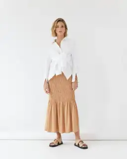 Sovere Trilogy Maxi Skirt Gold Apricot Size AU 8 for rent on The Volte - image 1