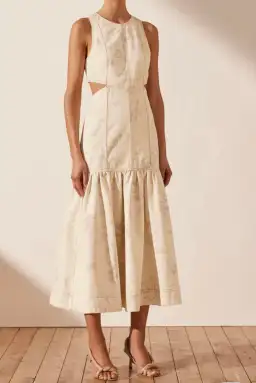 Shona Joy Monica Panelled Cut Out Midi Dress  Cream Size  8 for rent on The Volte - image 2