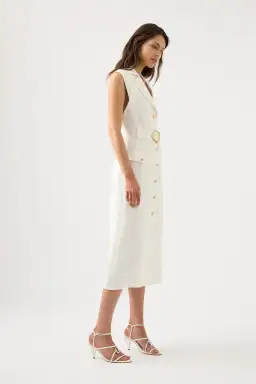  Aje Celine Utility Midi Dress Ivory Size 8 for rent on The Volte - image 1
