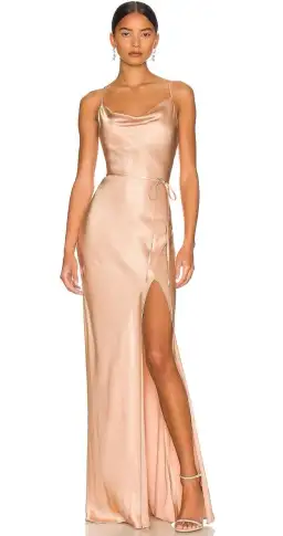 Shona Joy La Lune Bias Cowl Maxi Dress in Desert Rose for rent on The Volte - image 3