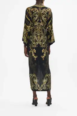 Camilla Long Split Front Twist Dress The Night Is Noir Print Size 8 for rent on The Volte - image 2