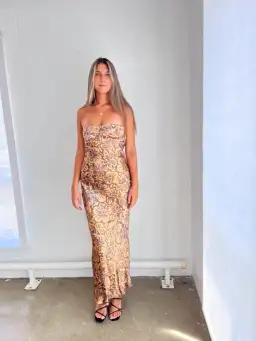 Bec & Bridge Samara Print Strapless Dress Floral Print Size 8 for rent on The Volte - image 2