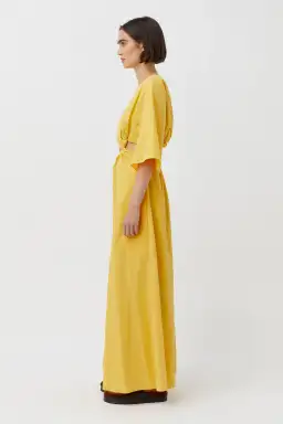 Camilla & Marc Wally One Shoulder Cut Out Maxi Dress in Honey Yellow Size 10 for rent on The Volte - image 5