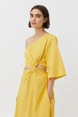 Camilla & Marc Wally One Shoulder Cut Out Maxi Dress in Honey Yellow Size 10 for rent on The Volte - image 7