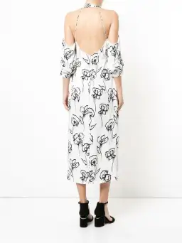 Manning Cartell Womens Midi Cold Shoulder Dress Rose Washer Black White Size 10 for rent on The Volte - image 3