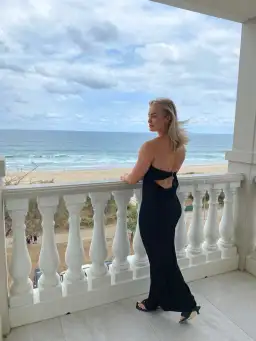 Bec & Bridge Moon Dance Strapless Midi Viscose Dress Black Size 10 / M for rent on The Volte - image 1