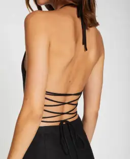 Lover Cindy Linen Halter Midi Dress Black Size 10 for rent on The Volte - image 4