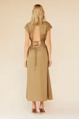 Suboo Rosanna Shirred Waist Long Dress Brown Size AU 8 for rent on The Volte - image 2