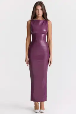 House of CB Sahara Merlot Vegan Leather Maxi Dress Purple Size Small / AU 8 for rent on The Volte - image 2