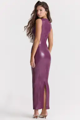 House of CB Sahara Merlot Vegan Leather Maxi Dress Purple Size Small / AU 8 for rent on The Volte - image 4