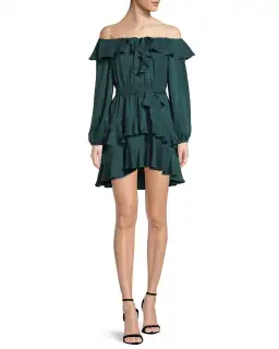 Zimmermann Flounce Off Shoulder Mini Dress Green Size 8