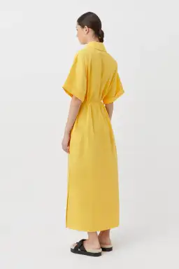 Camilla & Marc Wally Shirt Midi Dress Honey Yellow Gold Size 10 for rent on The Volte - image 4