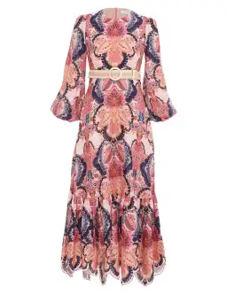 Zimmermann The Laurel Billow Emb Midi Dress in Navy Baroque Floral Size 2 /Au 12 for rent on The Volte - image 4