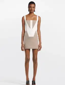 Dion Lee Fork Frame Mini Dress Canvas/Stone Size 10