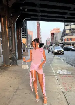 Fanci Club The White Apple Cocktail Mini Dress in Pink Size 8 for rent on The Volte - image 3