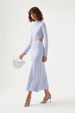 Aje Anika Cut Out Knit Midi Dress in Cool Lavender Size 10 / M