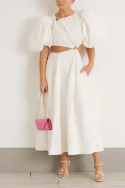 Aje Vanades Cut Out Ring Midi Dress in Ivory Size 8