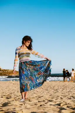 Romance Was Born Sequin Pleat Skirt Multi Size S/M