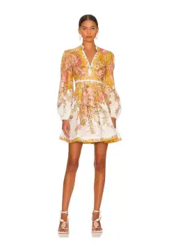 Zimmermann Pattie Plunge Mini Dress Floral Size 2 / Au 12 for rent on The Volte - image 1