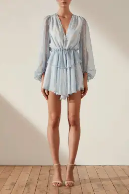 Shona Joy Peplum Drawstring Mini Dress Emilia Print Size 8 for rent on The Volte - image 1