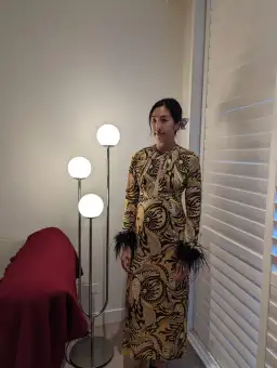 Alice McCall Gold Dust Feather Midi Dress Gold AU 8 for rent on The Volte - image 3