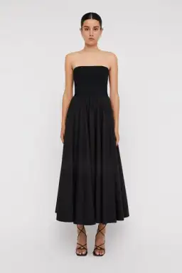 Scanlan Theodore Crepe Cotton Strapless Dress Black Size AU 8 for rent on The Volte - image 1