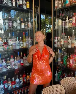 Rat & Boa Malika Dress Orange Sequin Size 6 for rent on The Volte - image 1