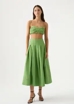 Aje Paradiso Skirt And Thea Draped Twist Crop Top Set Fern Green Size 6 for rent on The Volte - image 1