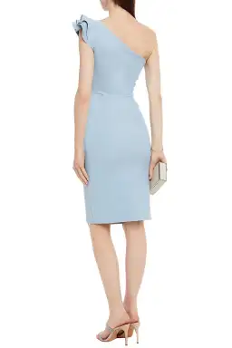 Chiara Boni La Petite Robe Civia One-shoulder Wrap-effect Ruffled Scuba Dress Light Blue Size AU 10 for rent on The Volte - image 2