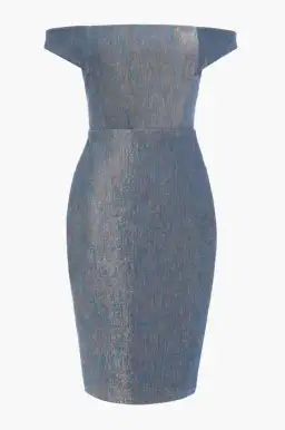 Michelle Mason Metallic Denim Dress Blue Size AU 4 for rent on The Volte - image 3