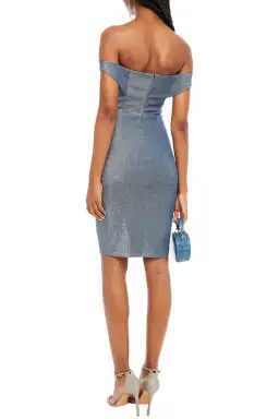 Michelle Mason Metallic Denim Dress Blue Size AU 4 for rent on The Volte - image 2