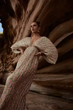 Gianna Forever Dress Olive & Pink Floral Size AU 6 for rent on The Volte - image 3