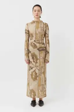 Camilla and Marc Khya Printed Midi Dress Kairi Beige Print Size 8 
