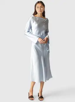 Ginia RTW Ella Silk Satin Dress Blue Size AU 8 for rent on The Volte - image 1