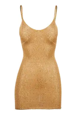 Asta Resort Delilah mini Dress in Sepia Sequin Gold Size 8 for rent on The Volte - image 1