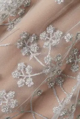 Self-Portrait Tiered Metallic Tulle Midi Dress Silver Size 12 for rent on The Volte - image 4