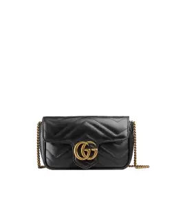 Gucci Marmont Matelelasse Leather Super Mini Bag Black 