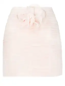 Magda Butrym Ruched Rose Silk Chiffon Mini Skirt Blush Size 8 for rent on The Volte - image 3