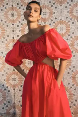 Scanlan Theodore Parachute Cotton Gather Dress Poppy Size 8 for rent on The Volte - image 2