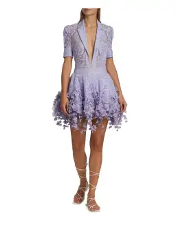 Zimmermann High Tide Lace Shirt and Flip Mini Skirt Set in Periwinkle Size 1 / Au 10