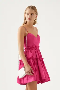 Aje Maya Tiered Mini Dress Pink Size 8 / S for rent on The Volte - image 2