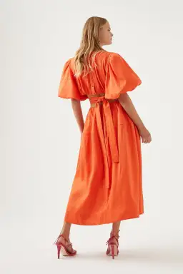 Aje Cosette Tie Back Midi Dress Orange Size 12  for rent on The Volte - image 4