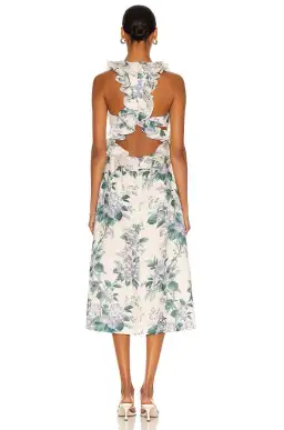 Zimmermann Cassia Ruffle Midi Dress Hydrangea Floral Size 3/Au  for rent on The Volte - image 2